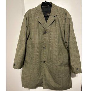 Vintage RAINFAIR Rain Topcoats Sz 42 Men Hounds tooth Raincoat Khaki Lined